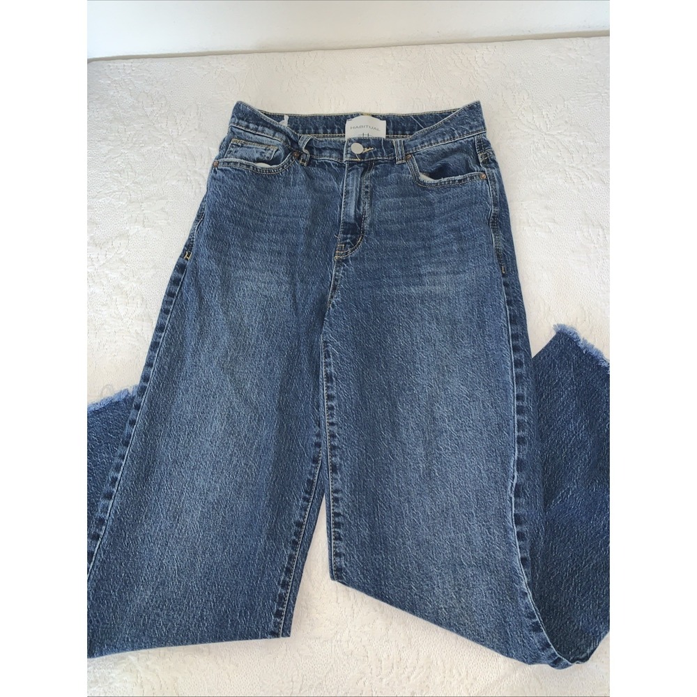 Habitual jeans Denver high rise wide leg raw hem blue stretch denim Sz 28 - 6